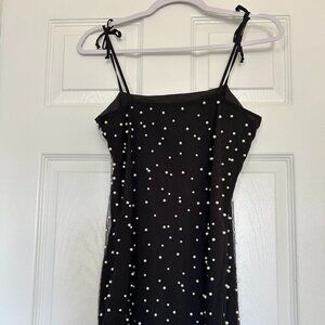 Black Dress with Pearl Detailing